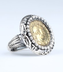 Bizans Sikkesi 925 Gümüş Yüzük - Nusrettaki