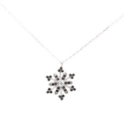 Black CZ. 925 Sterling Silver Snowflake Necklace - Nusrettaki (1)