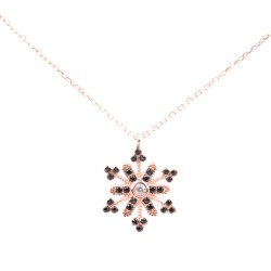 Black CZ. 925 Sterling Silver Snowflake Necklace - 3