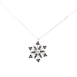 Black CZ. 925 Sterling Silver Snowflake Necklace - Nusrettaki (1)