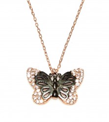 Butterfly Design 925 Sterling Silver Necklace - Nusrettaki