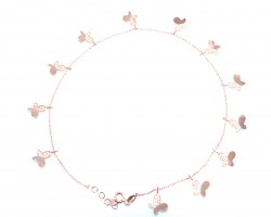 Butterfly Silver Anklet Rose- White Zircon -925 - 3