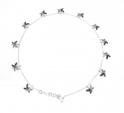 Butterfly Silver Anklet White - Black Zircon -925 - 1