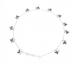 Butterfly Silver Anklet White - Black Zircon -925 - 2