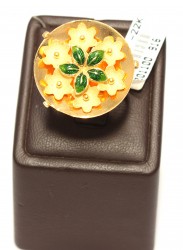 22 Ayar Altın Çanaklı Papatya Çiçek Model Yüzük - 7