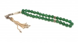 Silver Tulip Design Imame & Prayer Beads with Jade - Nusrettaki