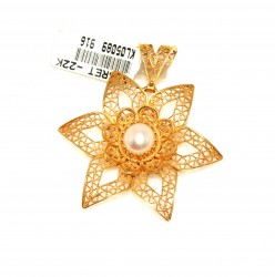 22 Ayar Altın Yıldız Çiçek Modeli Broş - Thumbnail