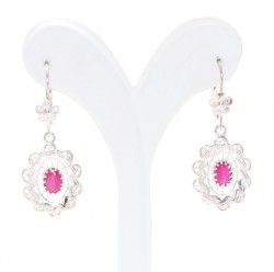 925 Sterling Silver Mirror Shaped Filigree Earrings with Ruby - Nusrettaki (1)