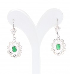 925 Sterling Silver Mirror Shaped Filigree Earrings with Emerald - Nusrettaki (1)