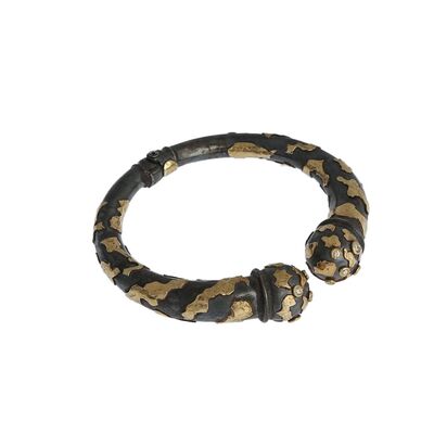 24 Ayar Altın ve Gümüş Çift Toplu Bilezik, Siyah - 2