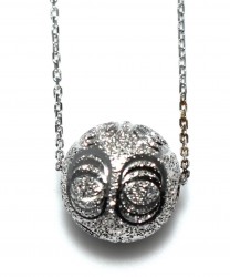 925 Sterling Silver Striped Christmas Ball Necklace - Nusrettaki