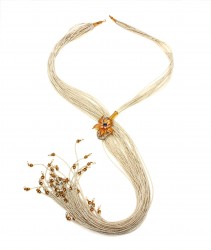 Daisy Gold Necklace with Pearl and Sapphire - 22K - 3
