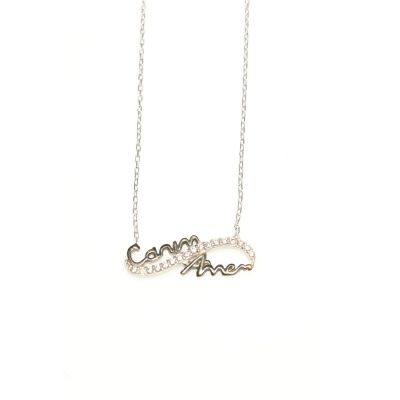 Dear Mommy Eternity Necklace White Color - White Stone - 3
