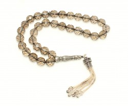 Nusrettaki - Silver Prayer Beads with Smoky Quartz