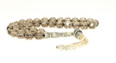 Silver Prayer Beads with Smoky Quartz - 2
