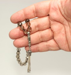 Silver Prayer Beads with Smoky Quartz - 3