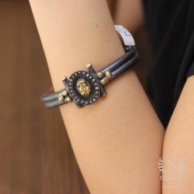 24 Ayar Altın ve Gümüş Elizabeth Resimli Bilezik