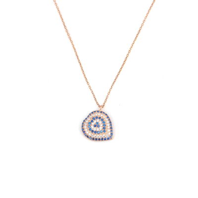 Evil Eye Heart Necklace, Rose Gold Plated - 4