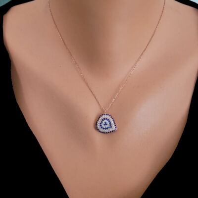 Evil Eye Heart Necklace, Rose Gold Plated - 3