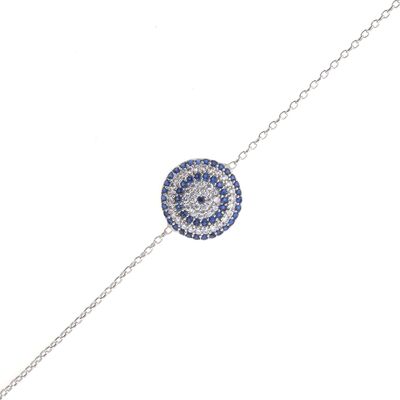 Evil Eye Silver Bracelet with Colored Zircons, Rose Gold Plated - 4