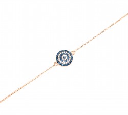 Evil Eye Silver Bracelet with Colored Zircons, Rose Gold Plated - 2