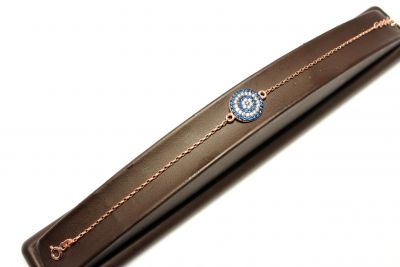 Evil Eye Silver Bracelet with Colored Zircons, Rose Gold Plated - 3