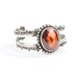 Gemstone Garnet Silver Ring - 1