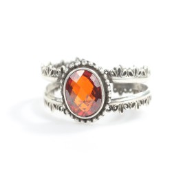 Gemstone Garnet Silver Ring - Nusrettaki (1)