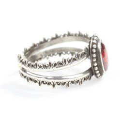 Gemstone Garnet Silver Ring - 3