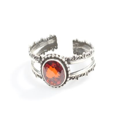 Gemstone Garnet Silver Ring - 4