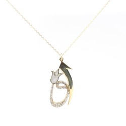 Gold Elif & Vav Arabic Letter Design Necklace - 3