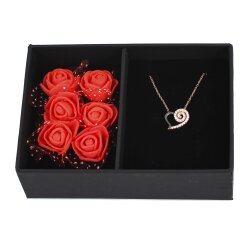 Güllü Hediye Kutu - Pencereli Siyah Takı Kutusu - Nusrettaki