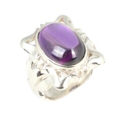 Gümüş Ametist Taşlı Erkek Yüzüğü - Nusrettaki