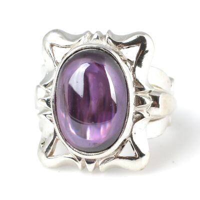 Gümüş Ametist Taşlı Erkek Yüzüğü - 4