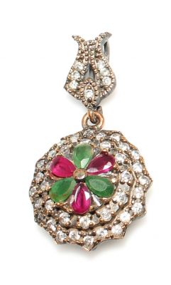 925 Ayar Gümüş Bronz Karışımı Küçük Çiçek Şeklinde Kolye Ucu - 2