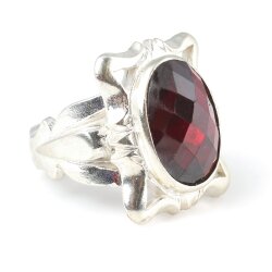 Gümüş Fasetli Garnet Taşlı Erkek Yüzüğü - 3