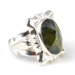 Gümüş Fasetli Peridot Taşlı Erkek Yüzüğü - Nusrettaki (1)