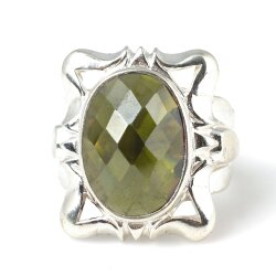 Gümüş Fasetli Peridot Taşlı Erkek Yüzüğü - 4