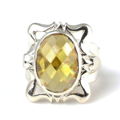 Gümüş Fasetli Sitrin Taşlı Erkek Yüzüğü - 2
