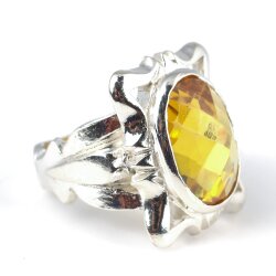 Gümüş Fasetli Sitrin Taşlı Erkek Yüzüğü - 3