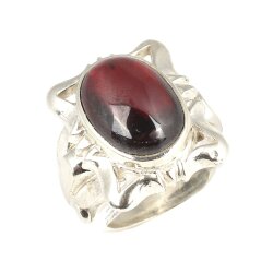 Gümüş Garnet Taşlı Erkek Yüzüğü - Nusrettaki