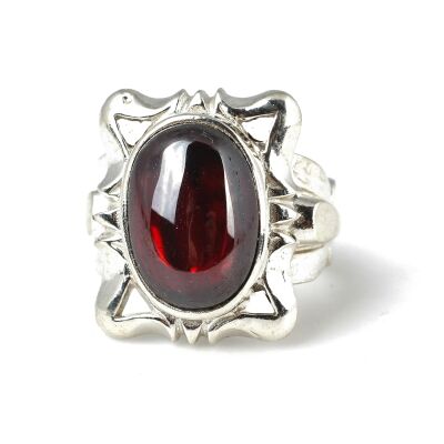 Gümüş Garnet Taşlı Erkek Yüzüğü - 2