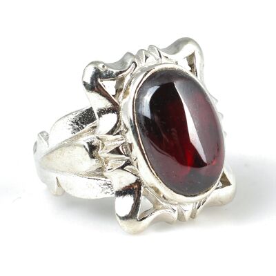 Gümüş Garnet Taşlı Erkek Yüzüğü - 3