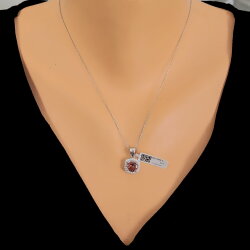 Gümüş Kare Zultanit Taşlı Kolye - Nusrettaki