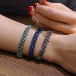 Gümüş Lacivert Taşlı Gurmet Zincir Bileklik - Nusrettaki (1)