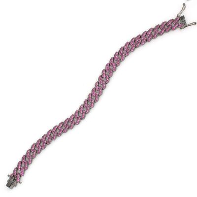 Gümüş Pembe Taşlı Gurmet Zincir Bileklik - 1