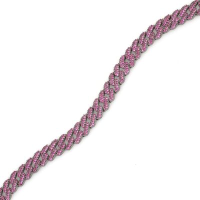 Gümüş Pembe Taşlı Gurmet Zincir Bileklik - 4