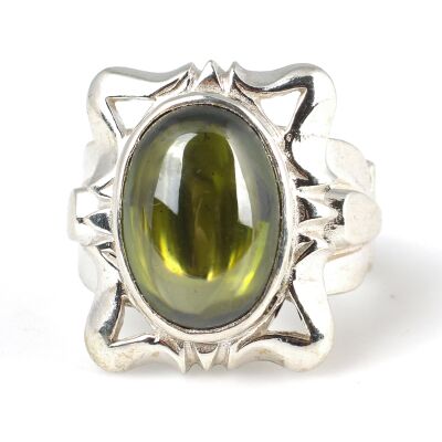 Gümüş Peridot Taşlı Erkek Yüzüğü - 2