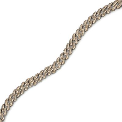 Gümüş Sarı Taşlı Gurmet Zincir Bileklik - 4