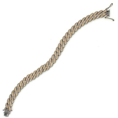 Gümüş Sarı Taşlı Gurmet Zincir Bileklik - 1